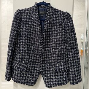 Ann Taylor Factory Tweed Navy & White Blazer
